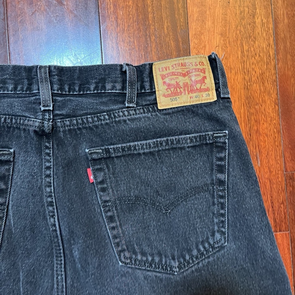 Levis Jeans Mens 40x30 (39x29) Black 505 Straight Leg Workwear 100% Cotton Denim - Picture 4 of 10